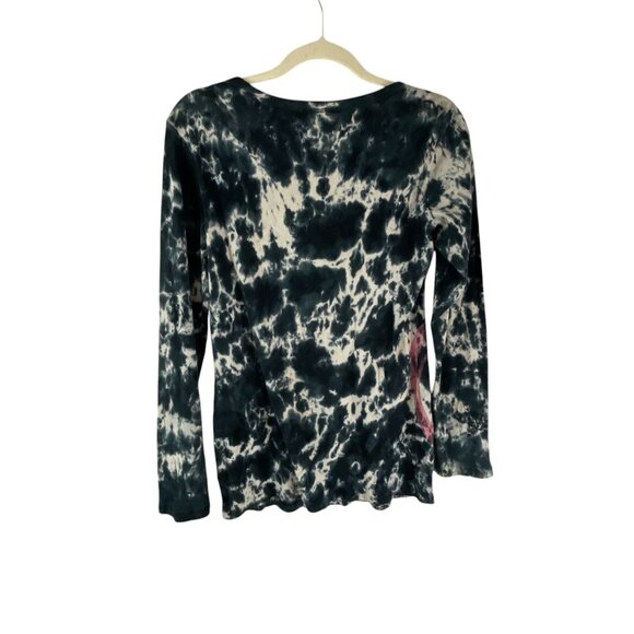 Style & Co Womens Tie-Dye Long Sleeve Top Pink Heart Ribbed Casual  Size S - Picture 4 of 8